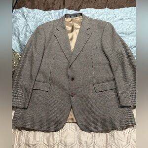 Chaps Ralph Lauren Vintage Blazer Mens Wool Silk Plaid 50T Made In Canada.